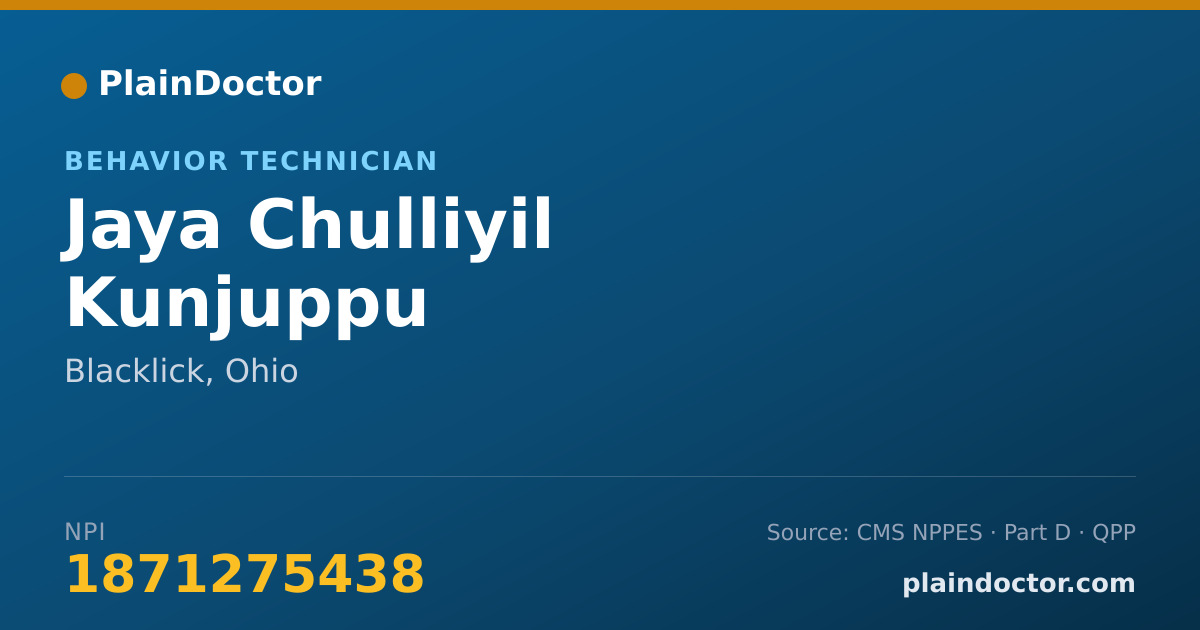 Shareable card for Jaya Chulliyil Kunjuppu - Behavior Technician, Blacklick, OH