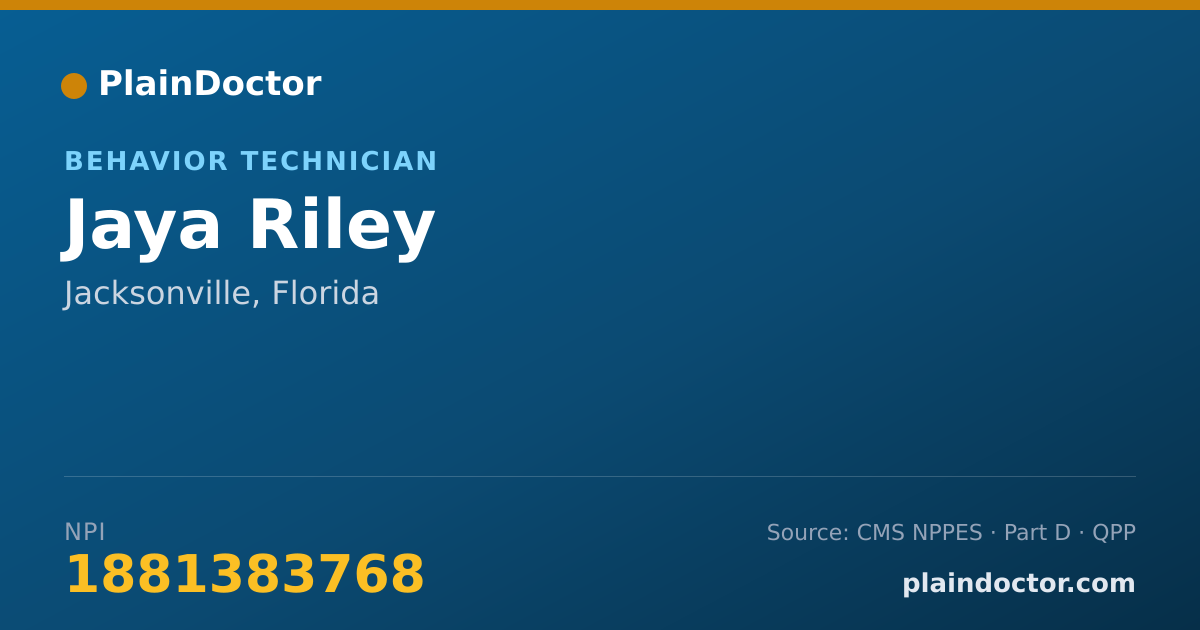 Shareable card for Jaya Riley - Behavior Technician, Jacksonville, FL