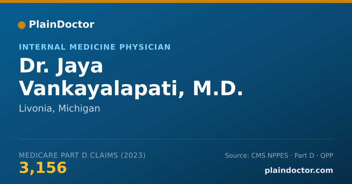 Shareable card for Jaya Vankayalapati, M.D. - Internal Medicine Physician, Livonia, MI