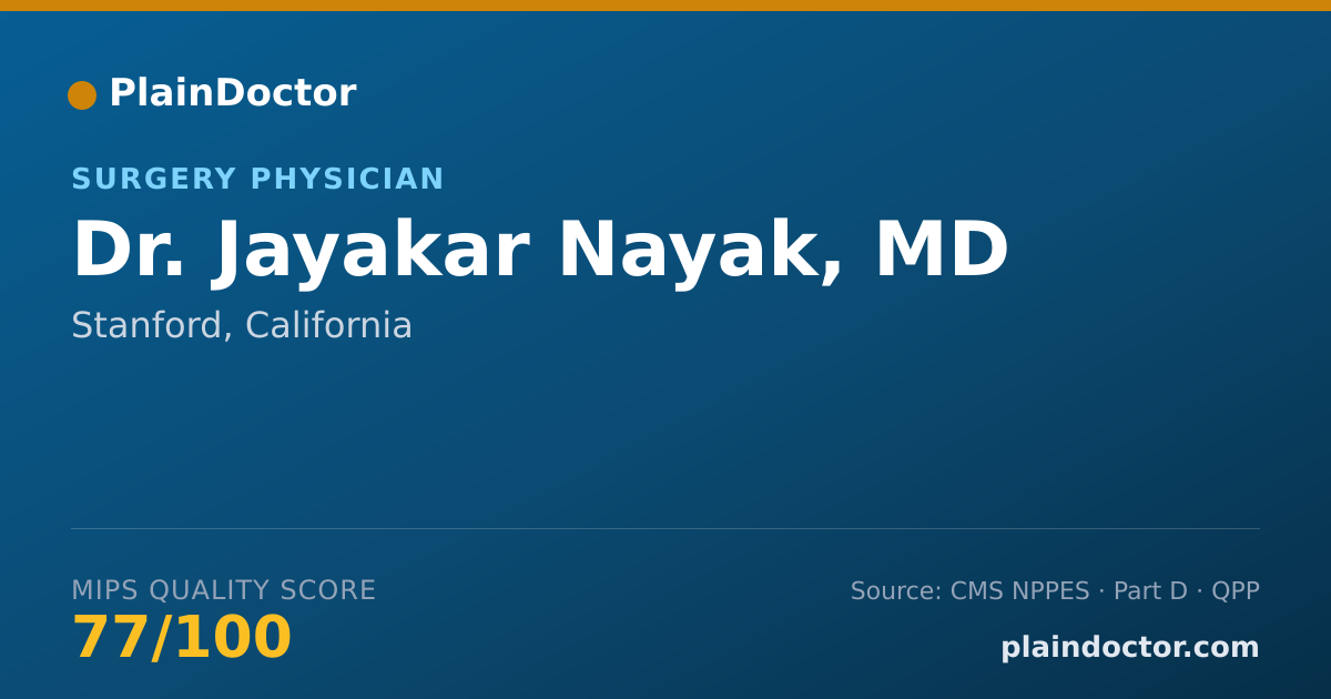 Shareable card for Jayakar Nayak, MD - Surgery Physician, Stanford, CA