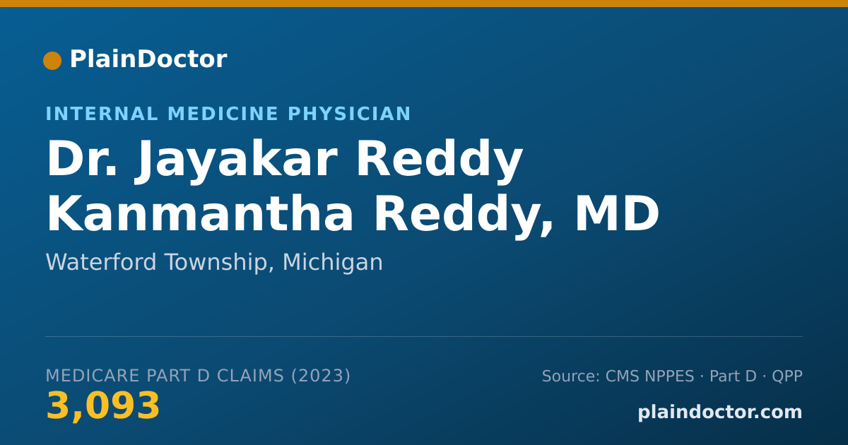 Shareable card for Jayakar Reddy Kanmantha Reddy, MD - Internal Medicine Physician, Waterford Township, MI
