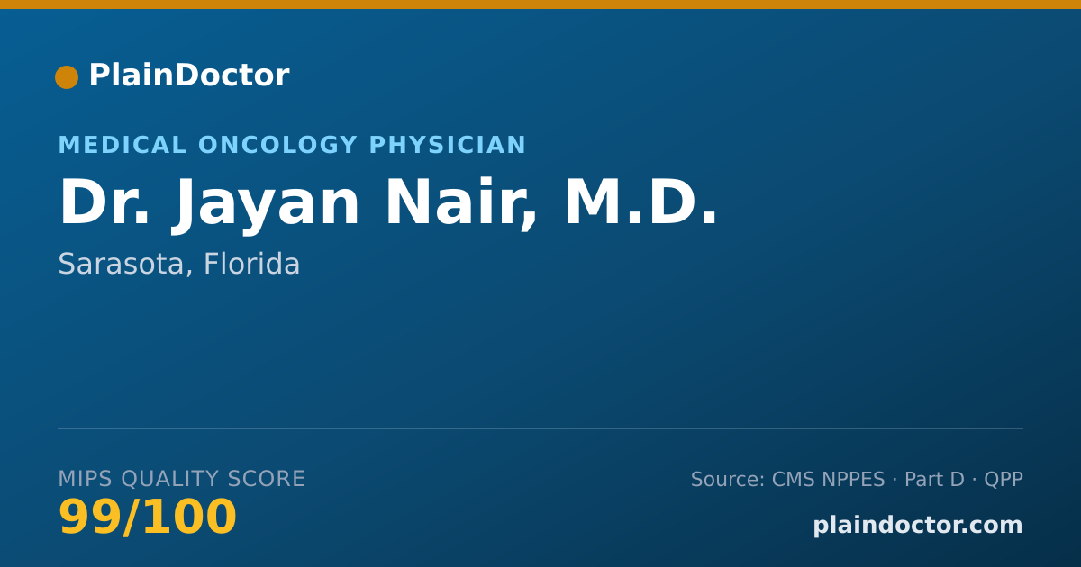 Shareable card for Jayan Nair, M.D. - Medical Oncology Physician, Sarasota, FL