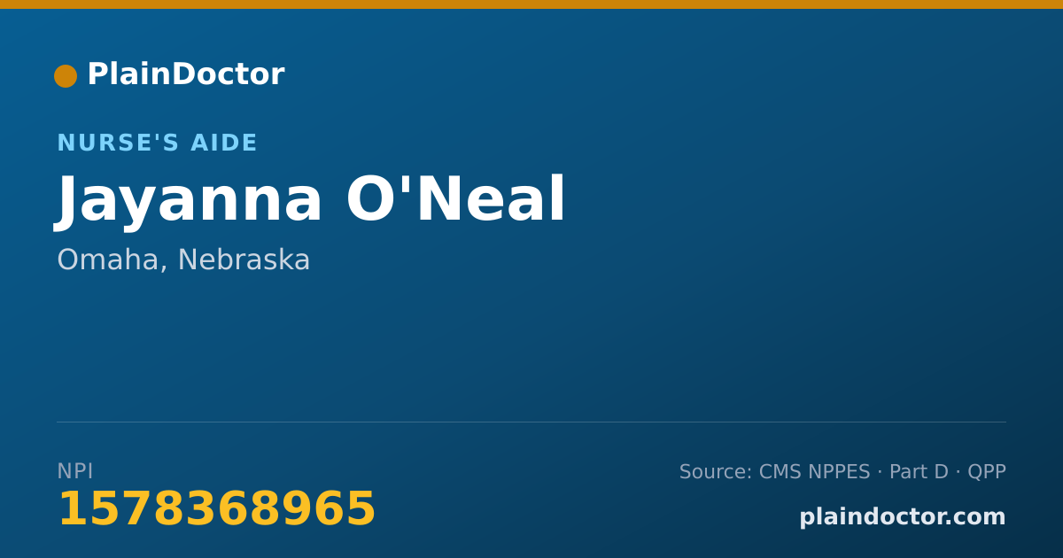 Shareable card for Jayanna O'Neal - Nurse's Aide, Omaha, NE