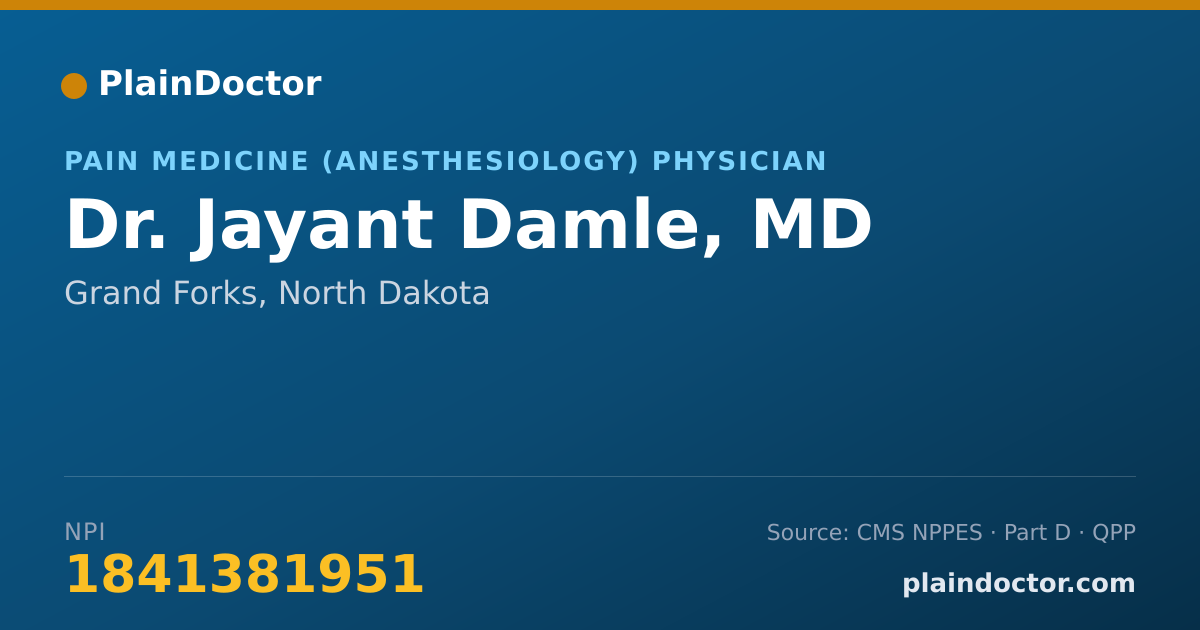 Shareable card for Jayant Damle, MD - Pain Medicine (Anesthesiology) Physician, Grand Forks, ND