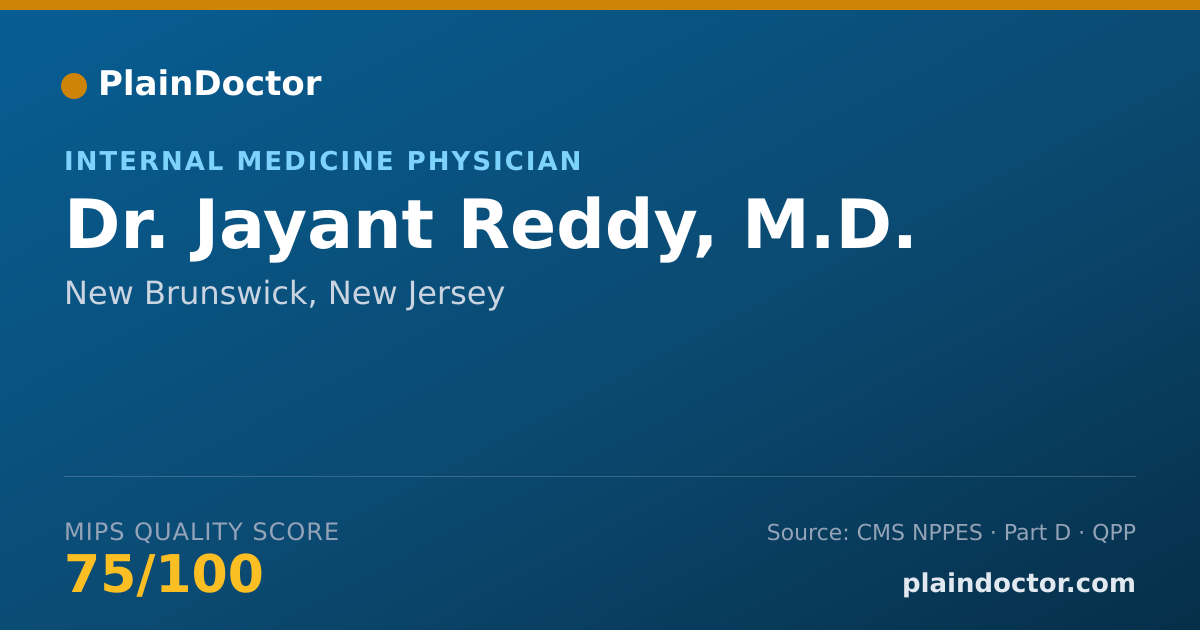 Shareable card for Jayant Reddy, M.D. - Internal Medicine Physician, New Brunswick, NJ