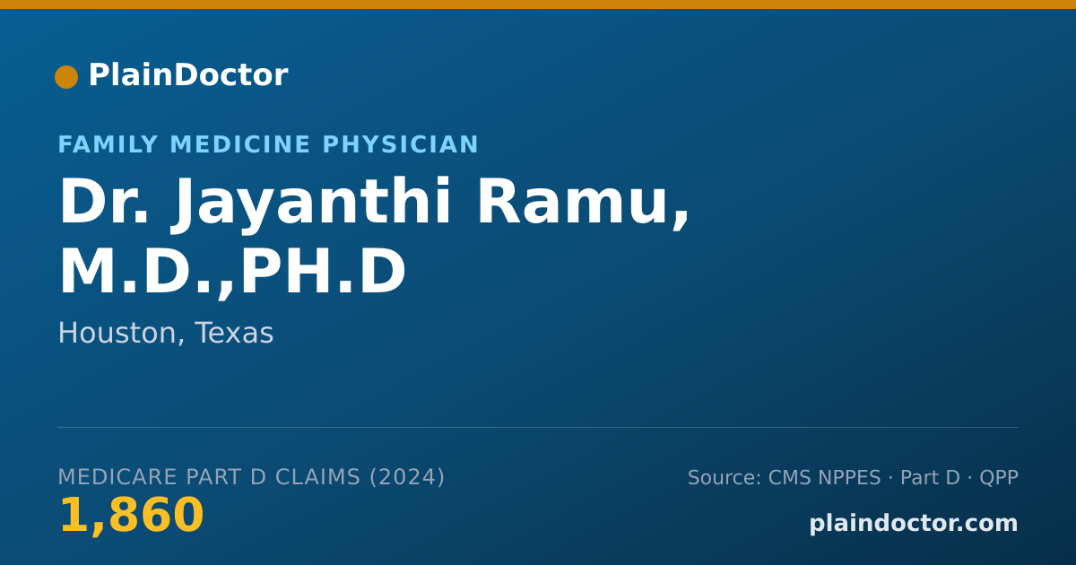 Shareable card for Jayanthi Ramu, M.D.,PH.D - Family Medicine Physician, Houston, TX