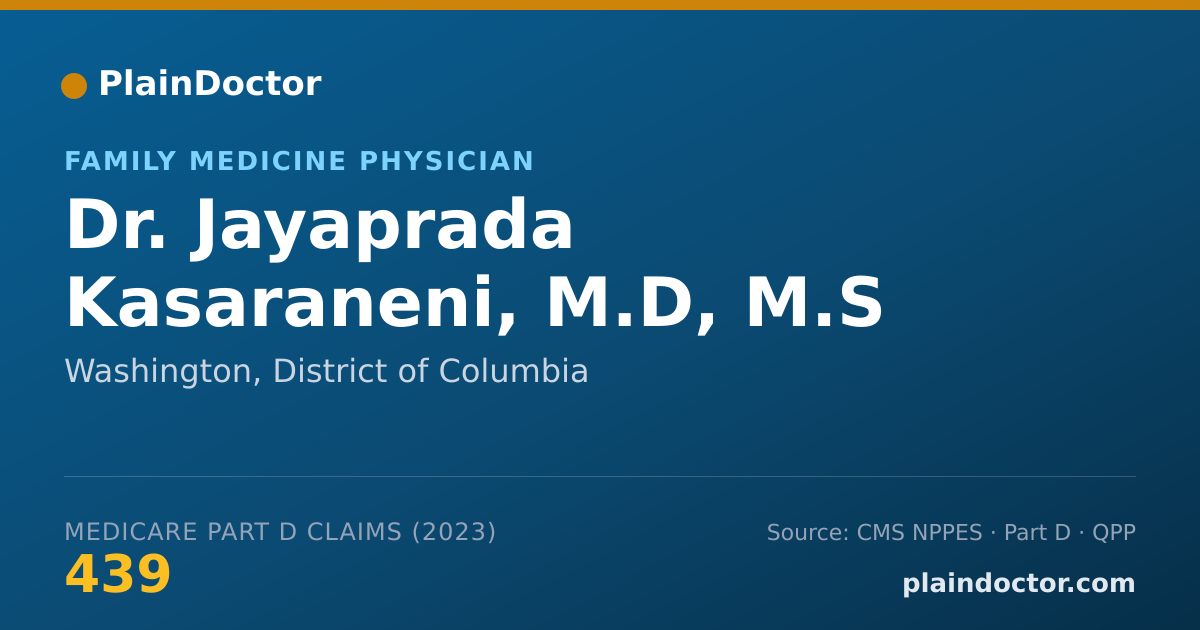 Shareable card for Jayaprada Kasaraneni, M.D, M.S - Family Medicine Physician, Washington, DC