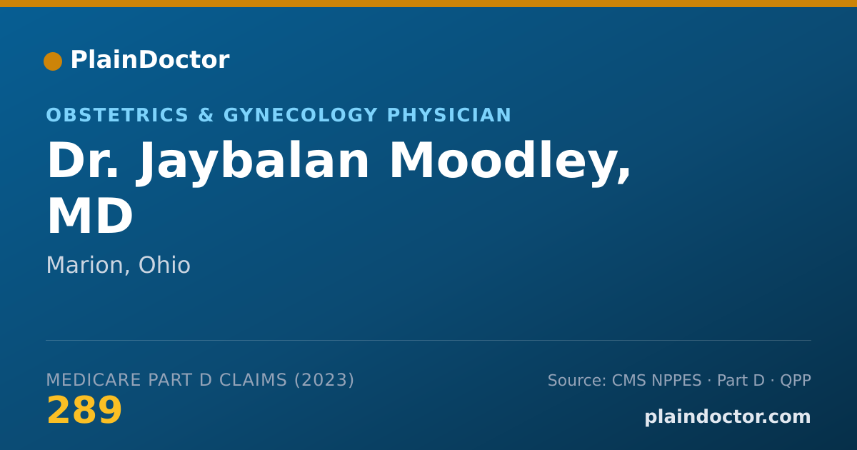 Shareable card for Jaybalan Moodley, MD - Obstetrics & Gynecology Physician, Marion, OH