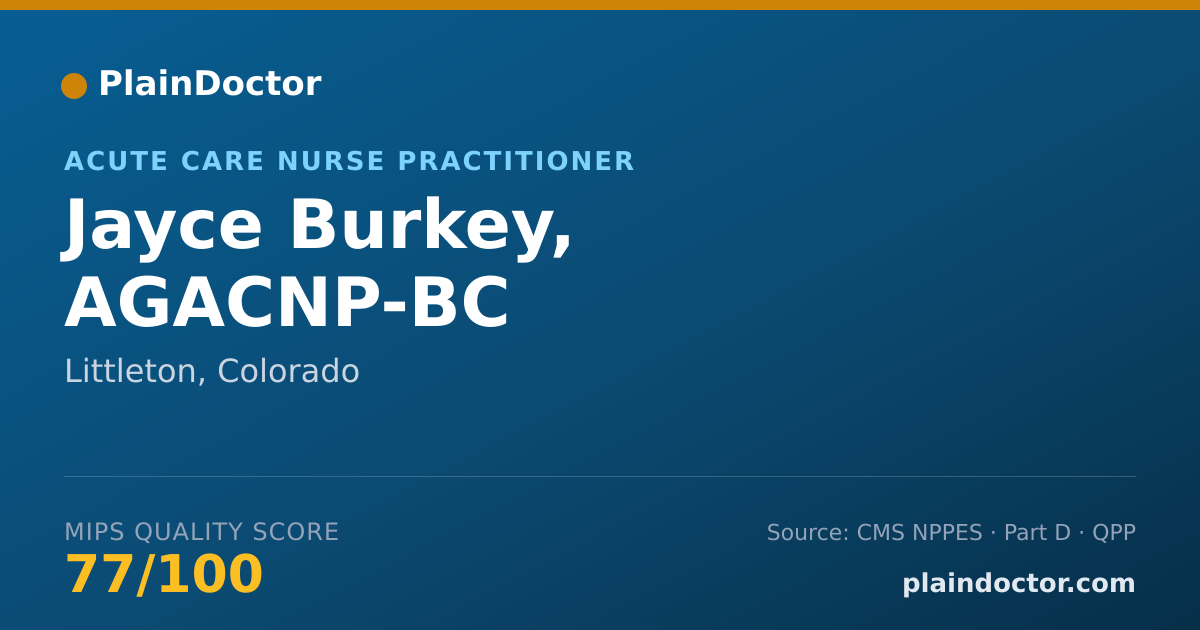 Shareable card for Jayce Burkey, AGACNP-BC - Nurse Practitioner, Littleton, CO