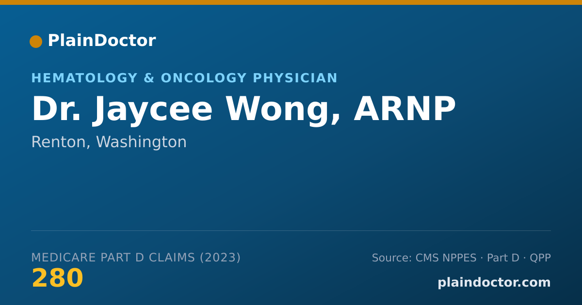 Shareable card for Jaycee Wong, ARNP - Hematology & Oncology Physician, Renton, WA