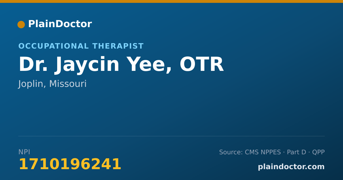 Shareable card for Jaycin Yee, OTR - Occupational Therapist, Joplin, MO