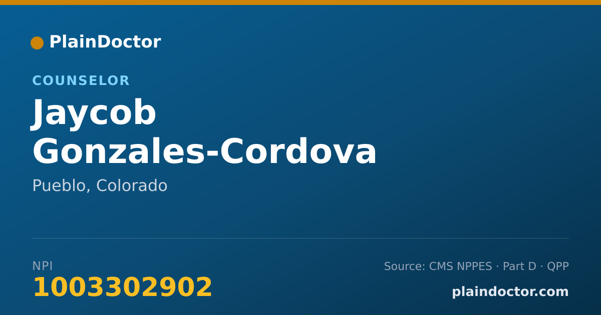 Shareable card for Jaycob Gonzales-Cordova - Counselor, Pueblo, CO