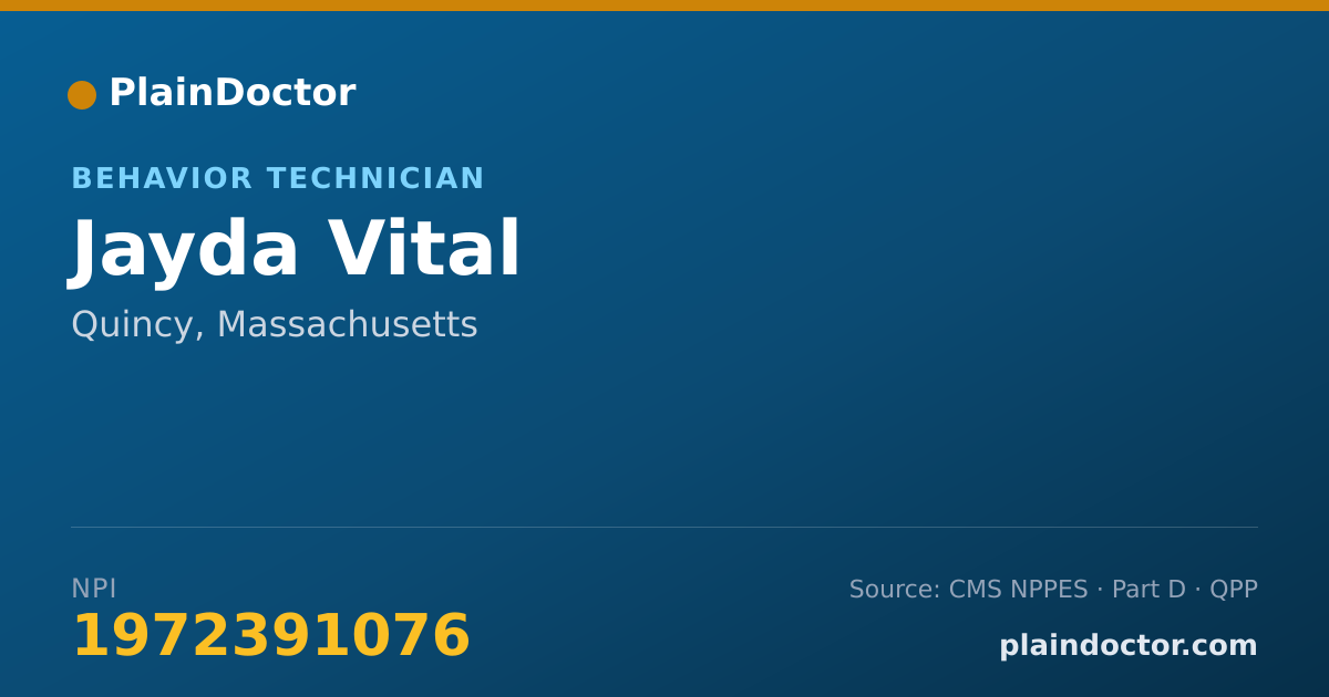 Shareable card for Jayda Vital - Behavior Technician, Quincy, MA