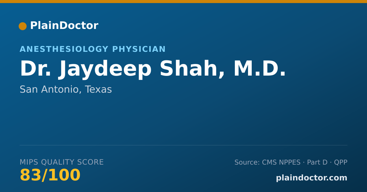 Shareable card for Jaydeep Shah, M.D. - Anesthesiology Physician, San Antonio, TX