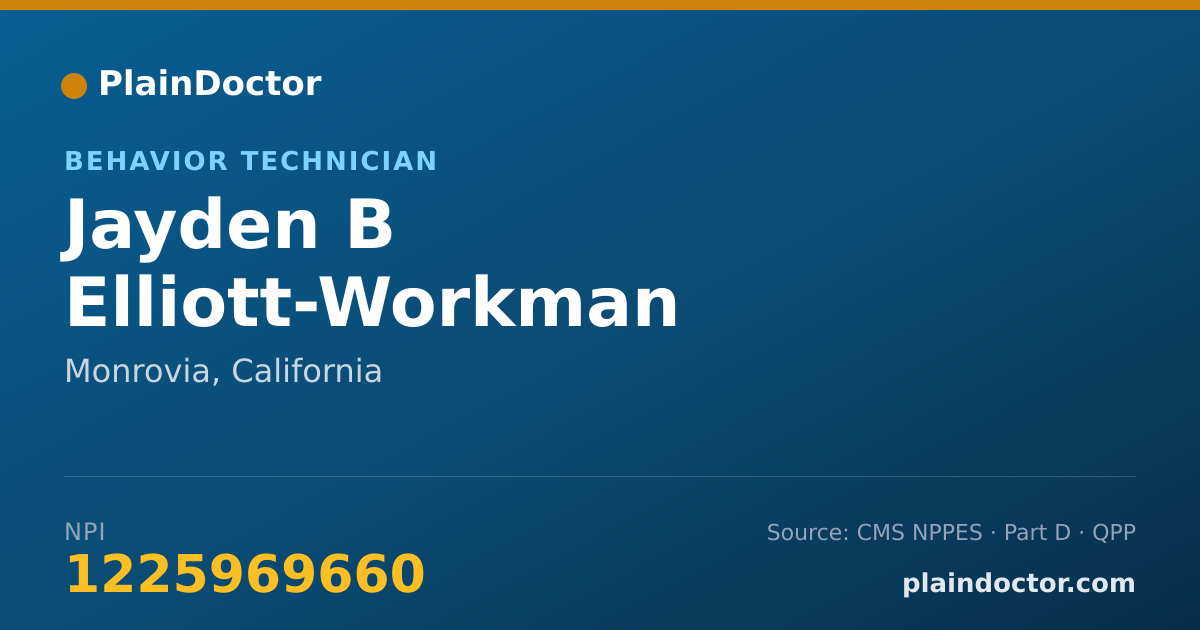 Shareable card for Jayden B Elliott-Workman - Behavior Technician, Monrovia, CA