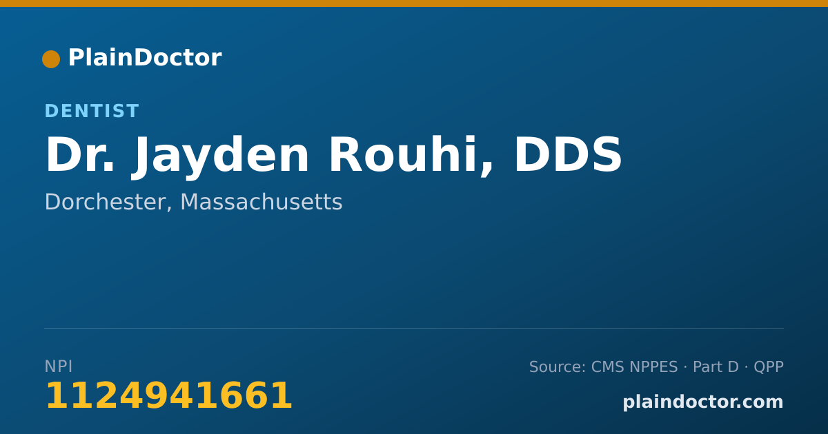 Shareable card for Jayden Rouhi, DDS - Dentist, Dorchester, MA
