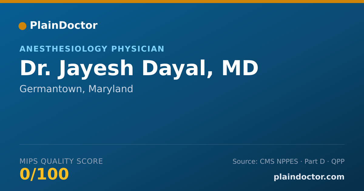 Shareable card for Jayesh Dayal, MD - Anesthesiology Physician, Germantown, MD