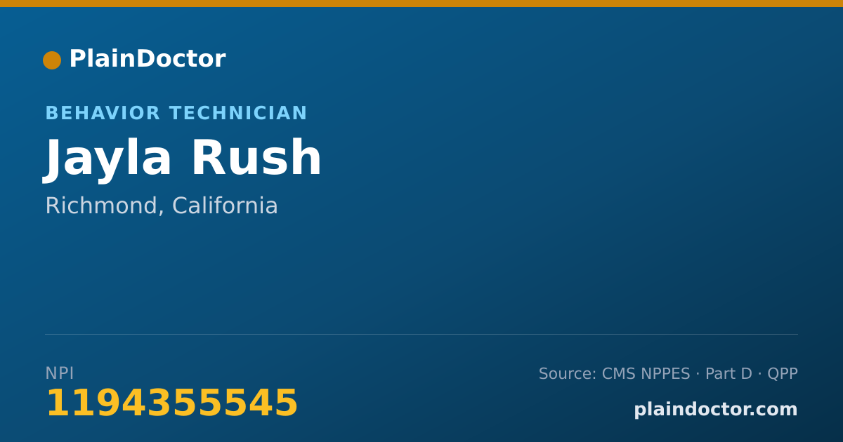 Shareable card for Jayla Rush - Behavior Technician, Richmond, CA