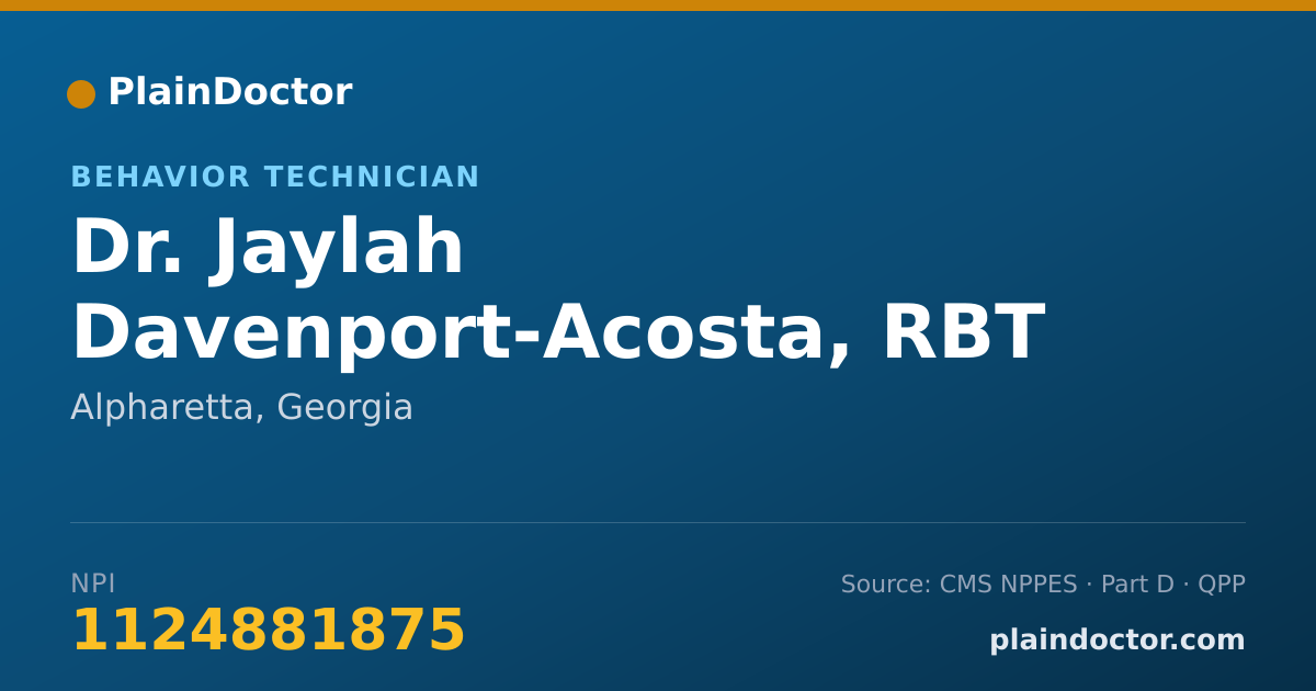 Shareable card for Jaylah Davenport-Acosta, RBT - Behavior Technician, Alpharetta, GA