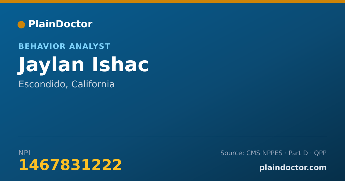Shareable card for Jaylan Ishac - Behavior Analyst, Escondido, CA