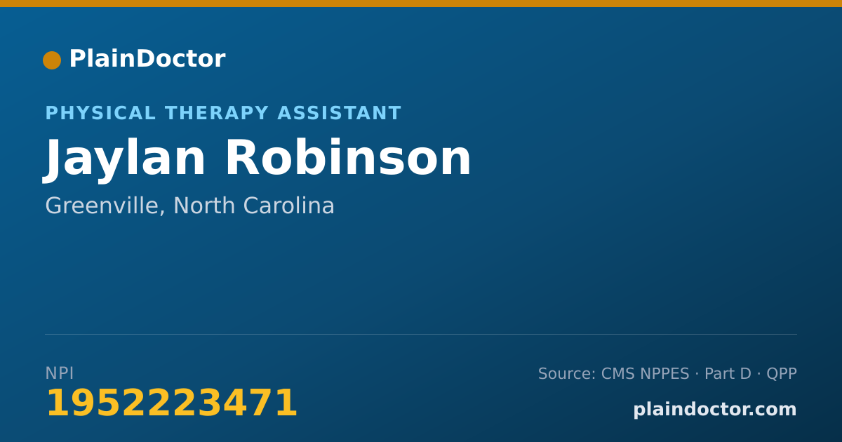 Shareable card for Jaylan Robinson - Physical Therapy Assistant, Greenville, NC