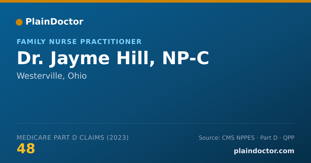 Shareable card for Jayme Hill, NP-C - Family Nurse Practitioner, Westerville, OH