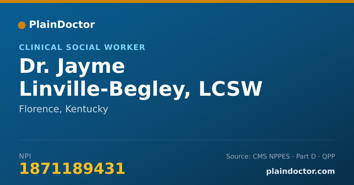 Shareable card for Jayme Linville-Begley, LCSW - Clinical Social Worker, Florence, KY