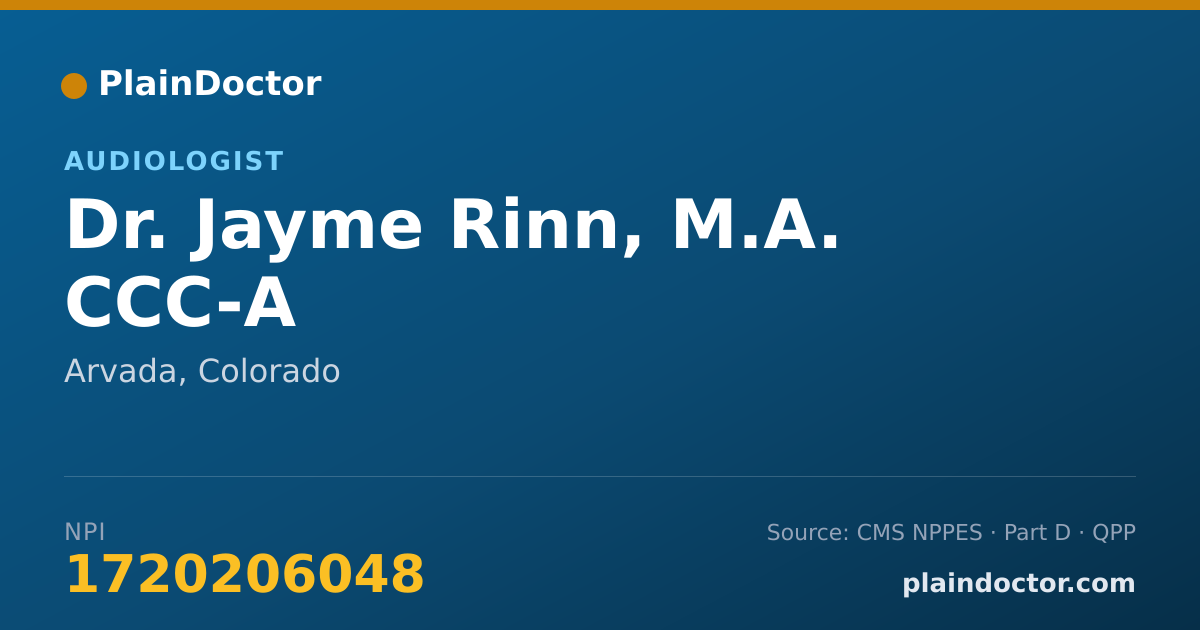 Shareable card for Jayme Rinn, M.A. CCC-A - Audiologist, Arvada, CO