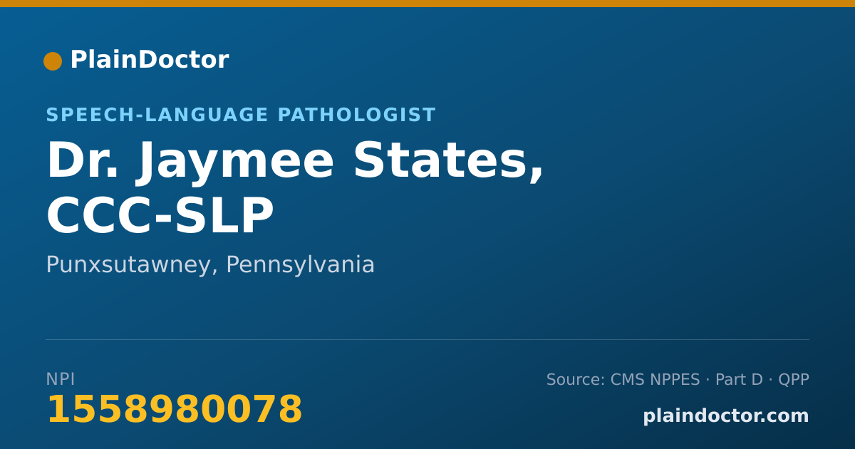 Shareable card for Jaymee States, CCC-SLP - Speech-Language Pathologist, Punxsutawney, PA
