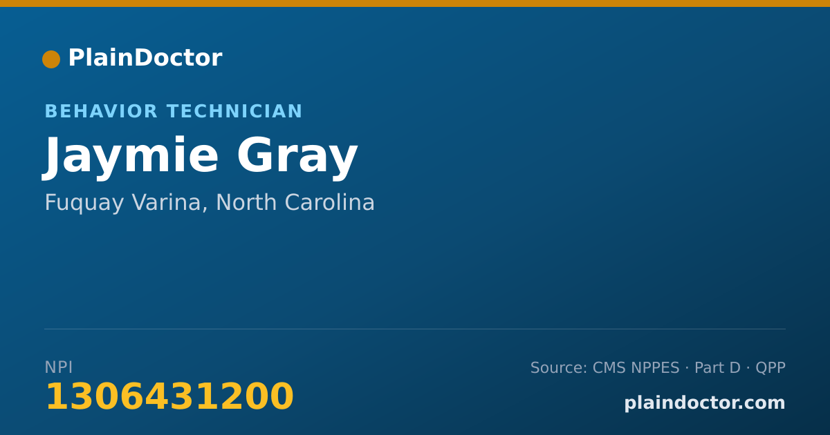Shareable card for Jaymie Gray - Behavior Technician, Fuquay Varina, NC