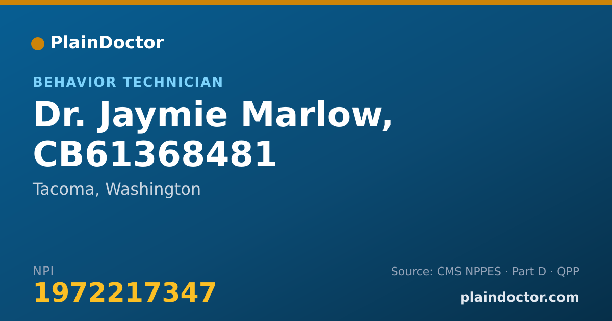 Shareable card for Jaymie Marlow, CB61368481 - Behavior Technician, Tacoma, WA