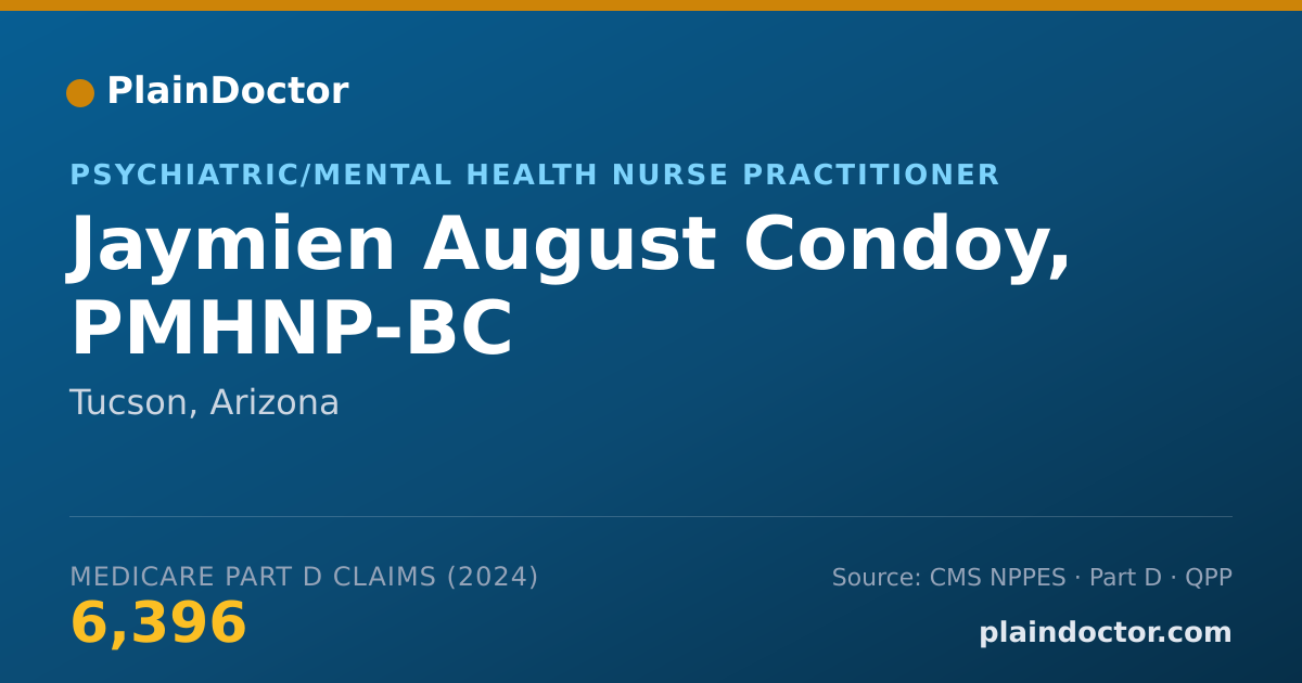 Shareable card for Jaymien August Condoy, PMHNP-BC - Psychiatric/Mental Health Nurse Practitioner, Tucson, AZ