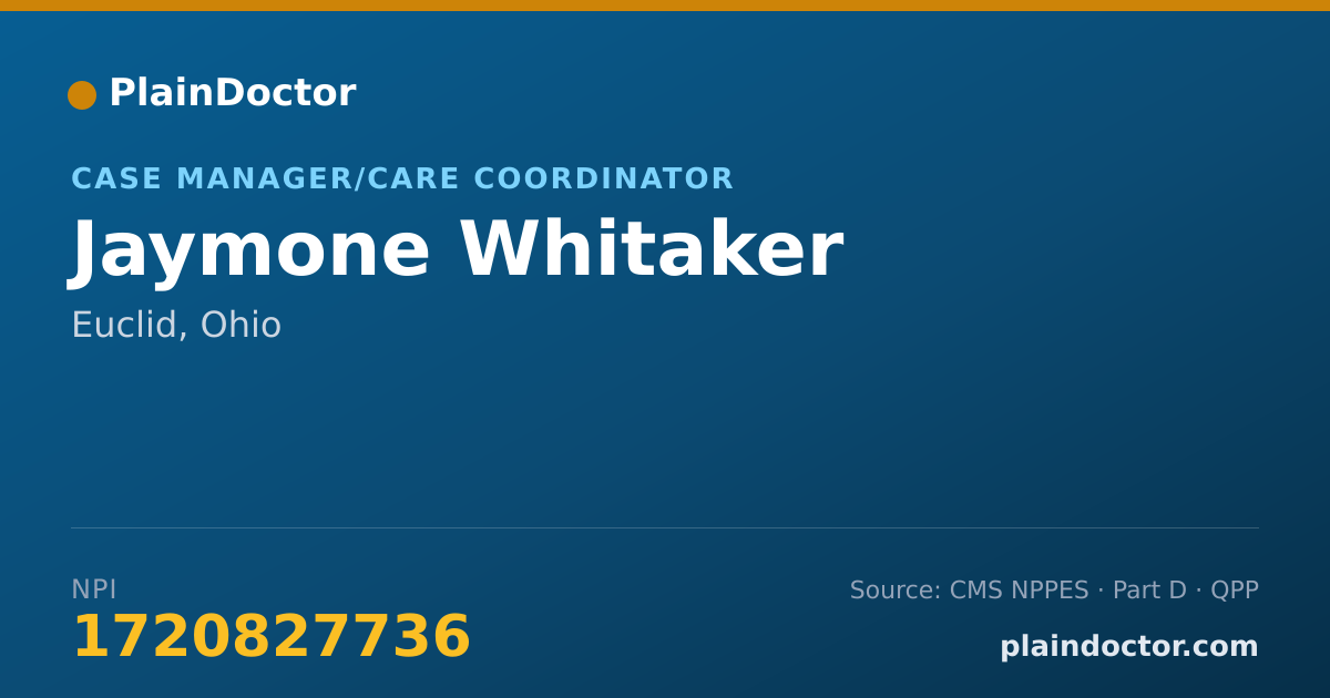 Shareable card for Jaymone Whitaker - Case Manager/Care Coordinator, Euclid, OH