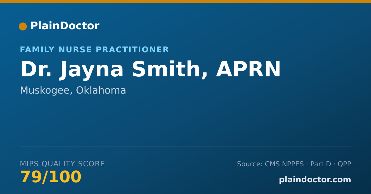 Shareable card for Jayna Smith, APRN - Family Nurse Practitioner, Muskogee, OK