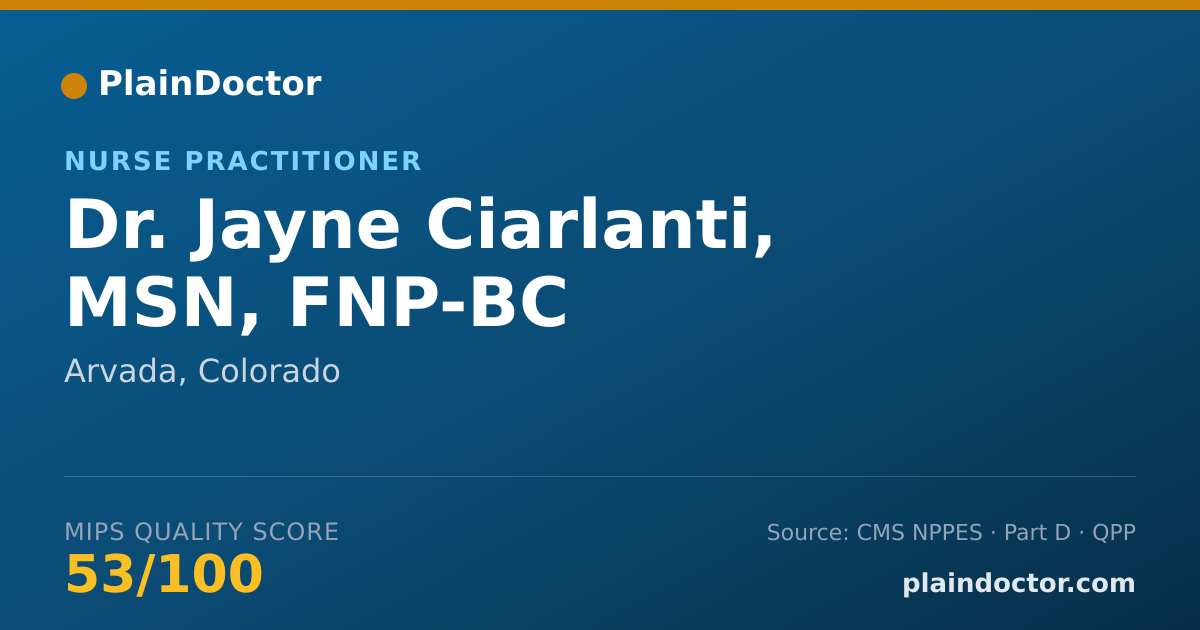 Shareable card for Jayne Ciarlanti, MSN, FNP-BC - Nurse Practitioner, Arvada, CO