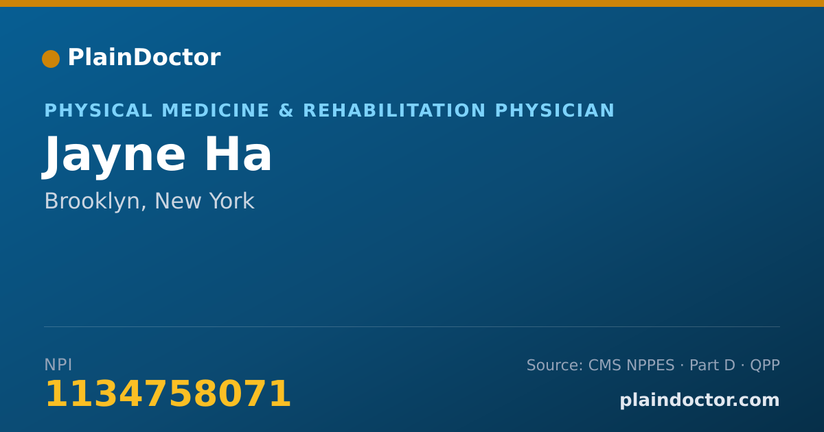 Shareable card for Jayne Ha - Physical Medicine & Rehabilitation Physician, Brooklyn, NY