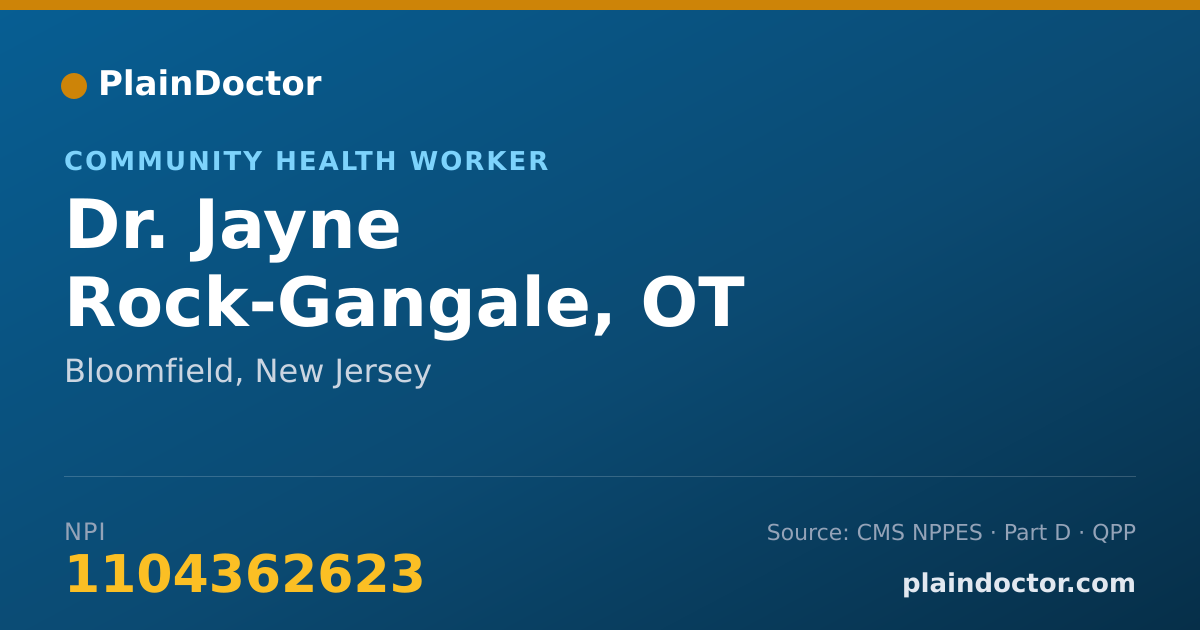 Shareable card for Jayne Rock-Gangale, OT - Community Health Worker, Bloomfield, NJ
