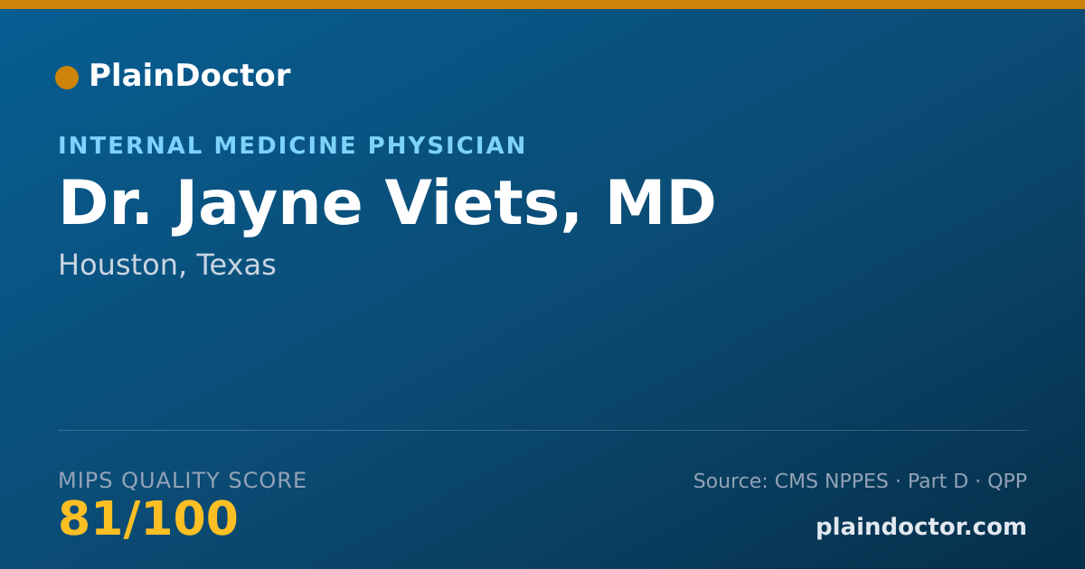 Shareable card for Jayne Viets, MD - Internal Medicine Physician, Houston, TX