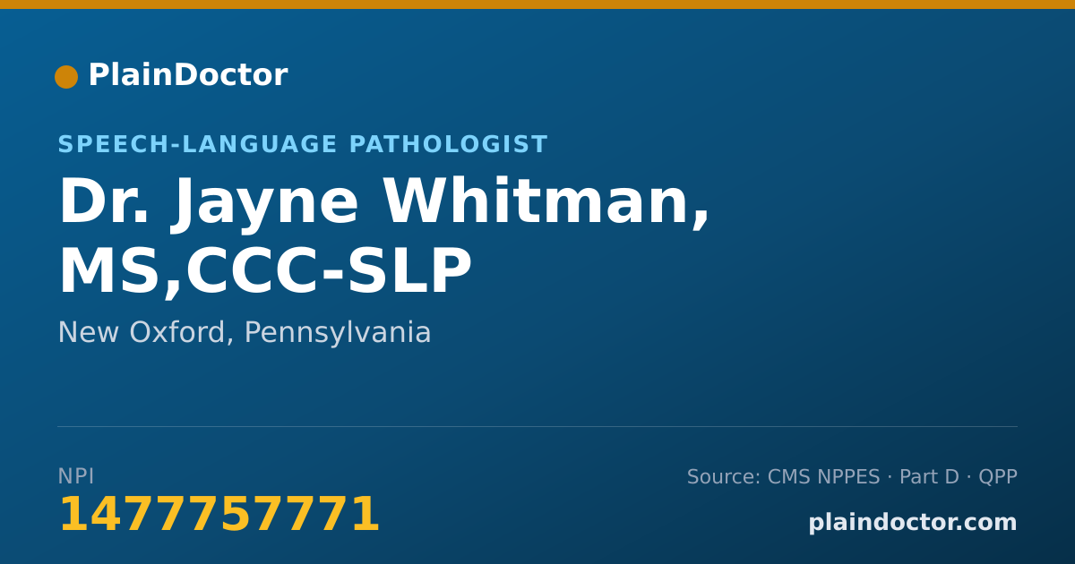 Shareable card for Jayne Whitman, MS,CCC-SLP - Speech-Language Pathologist, New Oxford, PA