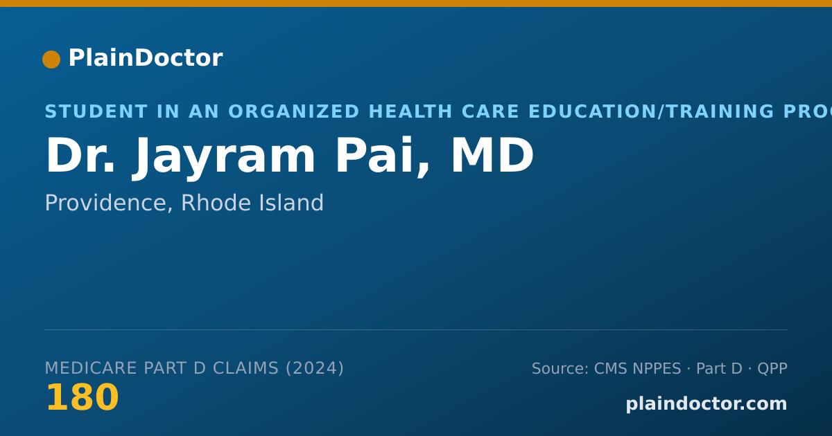 Shareable card for Jayram Pai, MD - Student in an Organized Health Care Education/Training Program, Providence, RI
