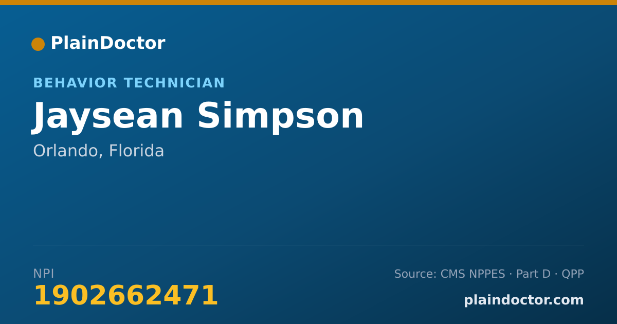 Shareable card for Jaysean Simpson - Behavior Technician, Orlando, FL