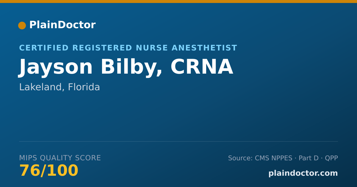 Shareable card for Jayson Bilby, CRNA - Certified Registered Nurse Anesthetist, Lakeland, FL