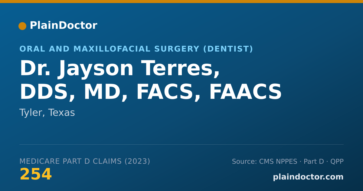 Shareable card for Jayson Terres, DDS, MD, FACS, FAACS - Oral and Maxillofacial Surgery (Dentist), Tyler, TX