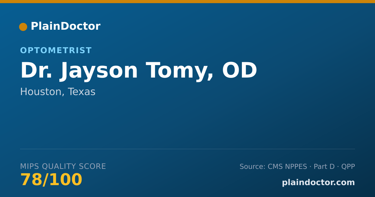 Shareable card for Jayson Tomy, OD - Optometrist, Houston, TX