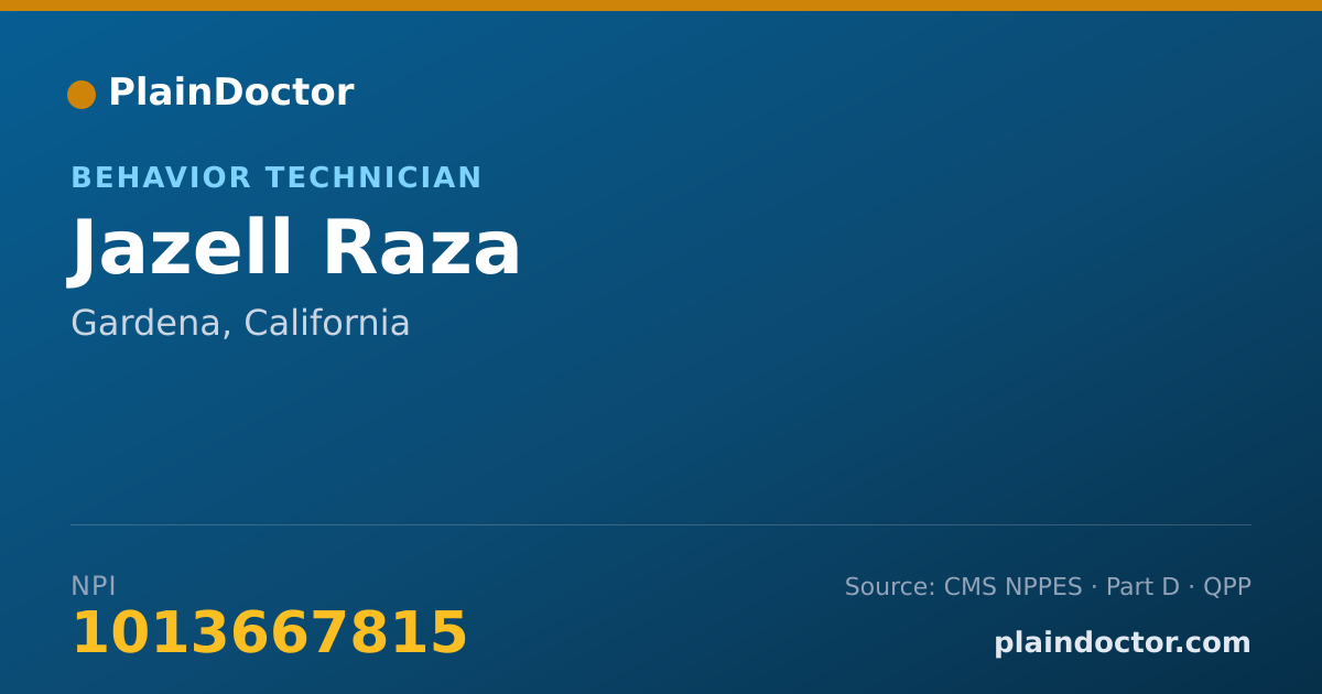 Shareable card for Jazell Raza - Behavior Technician, Gardena, CA