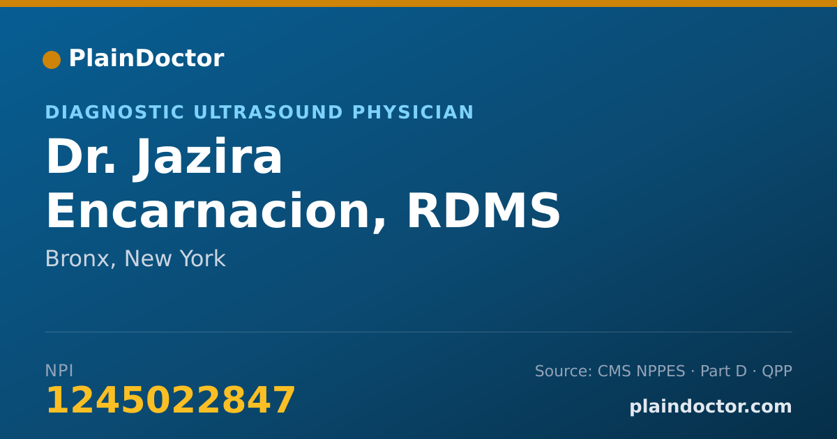Shareable card for Jazira Encarnacion, RDMS - Diagnostic Ultrasound Physician, Bronx, NY