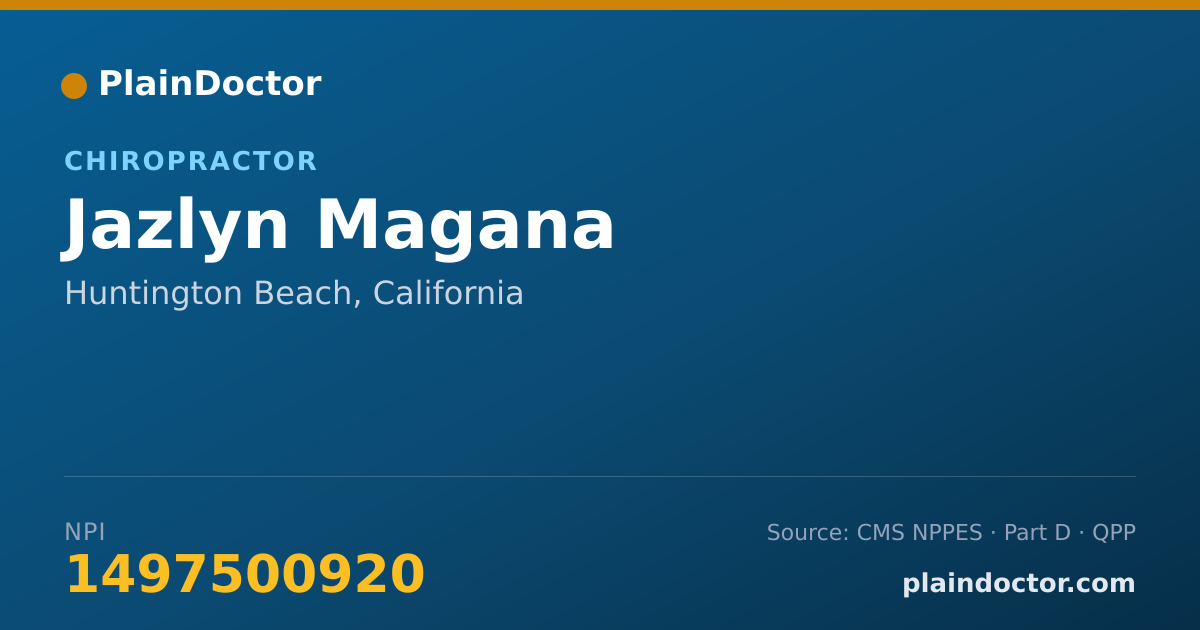 Shareable card for Jazlyn Magana - Chiropractor, Huntington Beach, CA