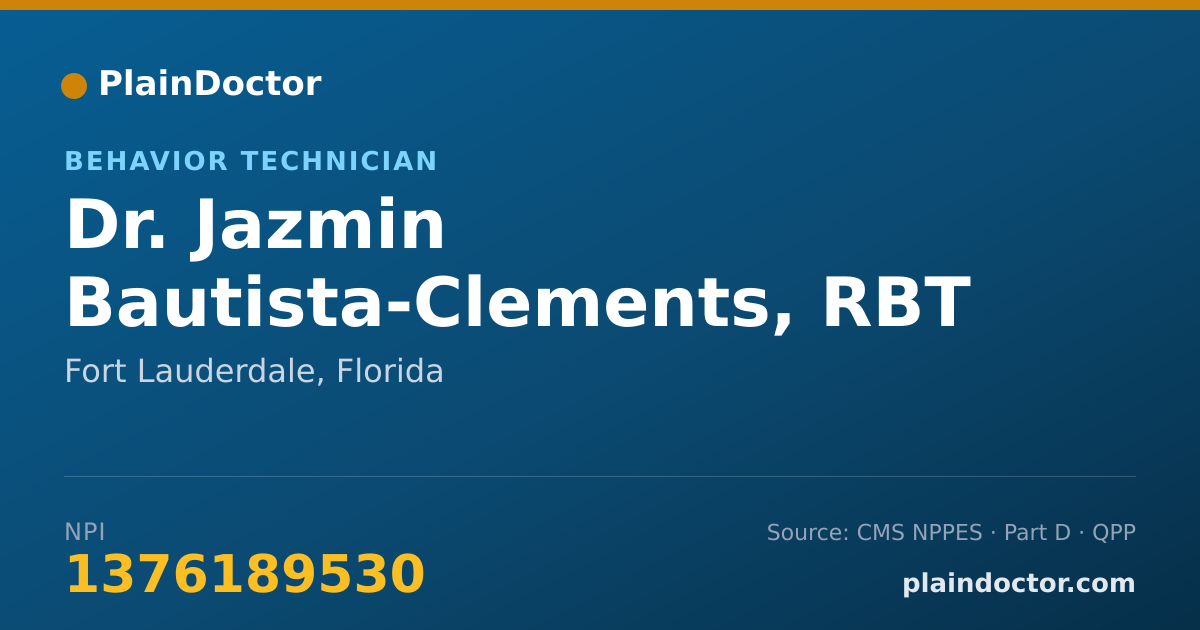 Shareable card for Jazmin Bautista-Clements, RBT - Behavior Technician, Fort Lauderdale, FL