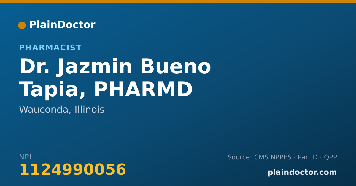 Shareable card for Jazmin Bueno Tapia, PHARMD - Pharmacist, Wauconda, IL