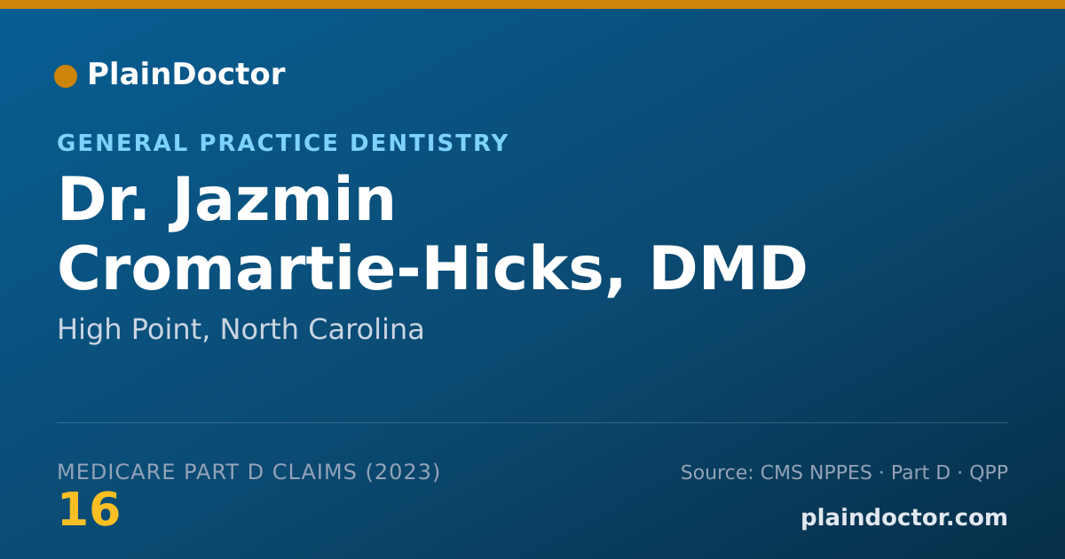 Shareable card for Jazmin Cromartie-Hicks, DMD - General Practice Dentistry, High Point, NC